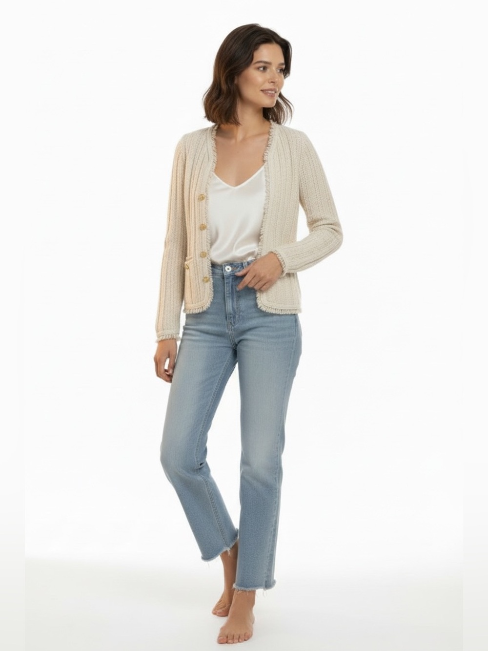 J.Crew Women's Open Front Textured Knit
Cardigan | Gold Button Pockets | M | NWT - Picture 12 of 15